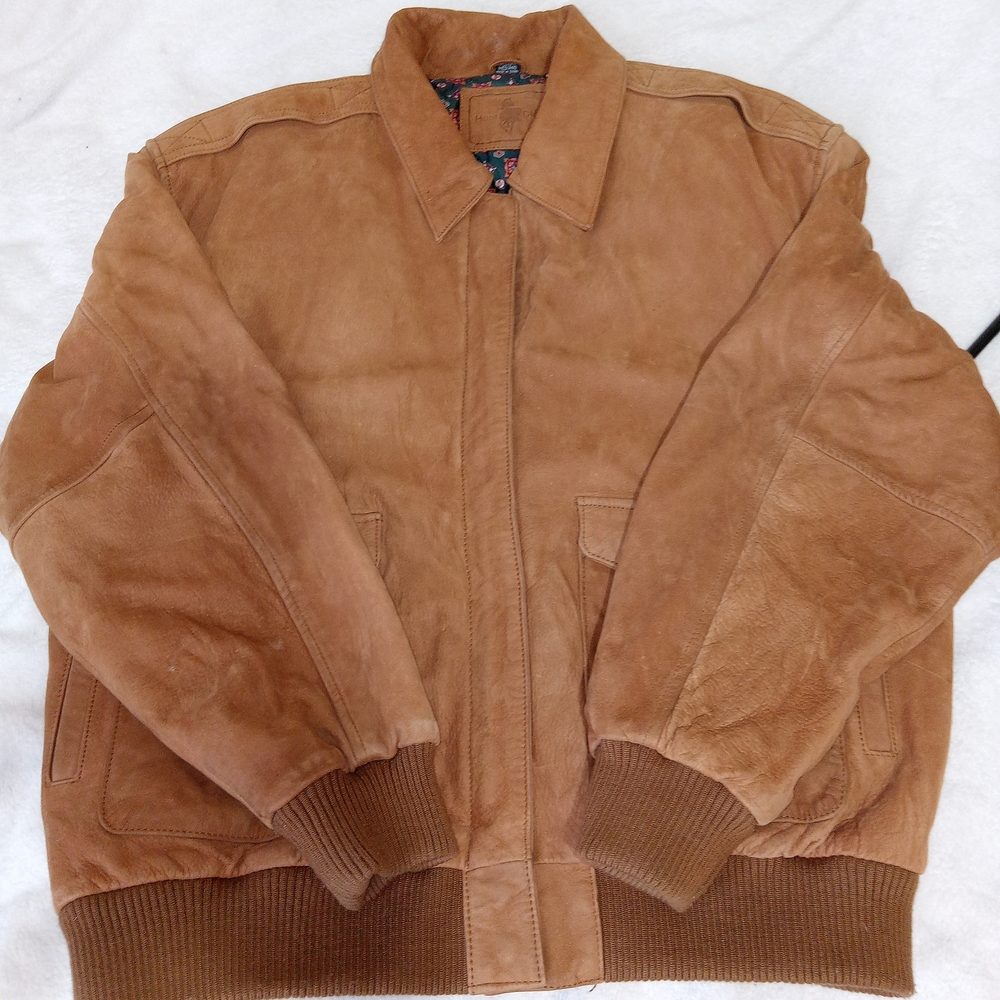 Vintage Hunt Club  Genuine Leather Bomber Jacket Mens Medium Chore Work Coat - Picture 16 of 16